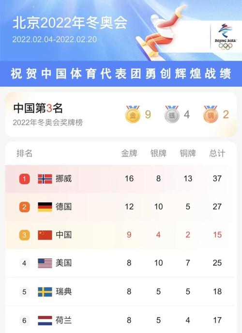 中国冬奥会排名